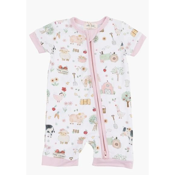 Angel Dear Other - NWOT Baby Girl Angel Dear Cute Farm Animals Ruffle Zip Footie Size 0-3 Month